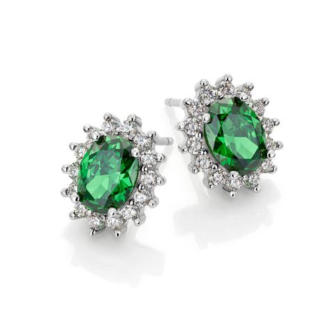 Øredobber 925 Sølv Grønn