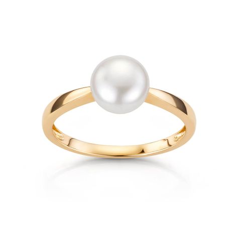 Ring Ferskvannsperle 585 Gult Gull