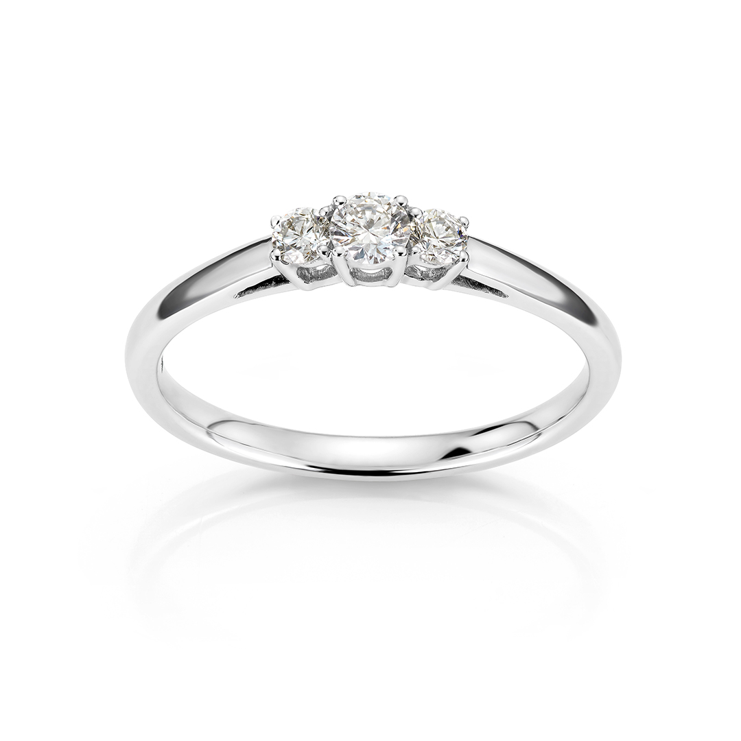 Diamantring 585 Hvitt Gull 0,25 ct