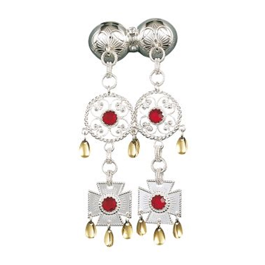 Halssølje Sunnmøre Rød Sten 830 Hvitt Forgylt Sølv