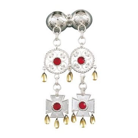 Halssølje Sunnmøre Rød Sten 830 Hvitt Forgylt Sølv