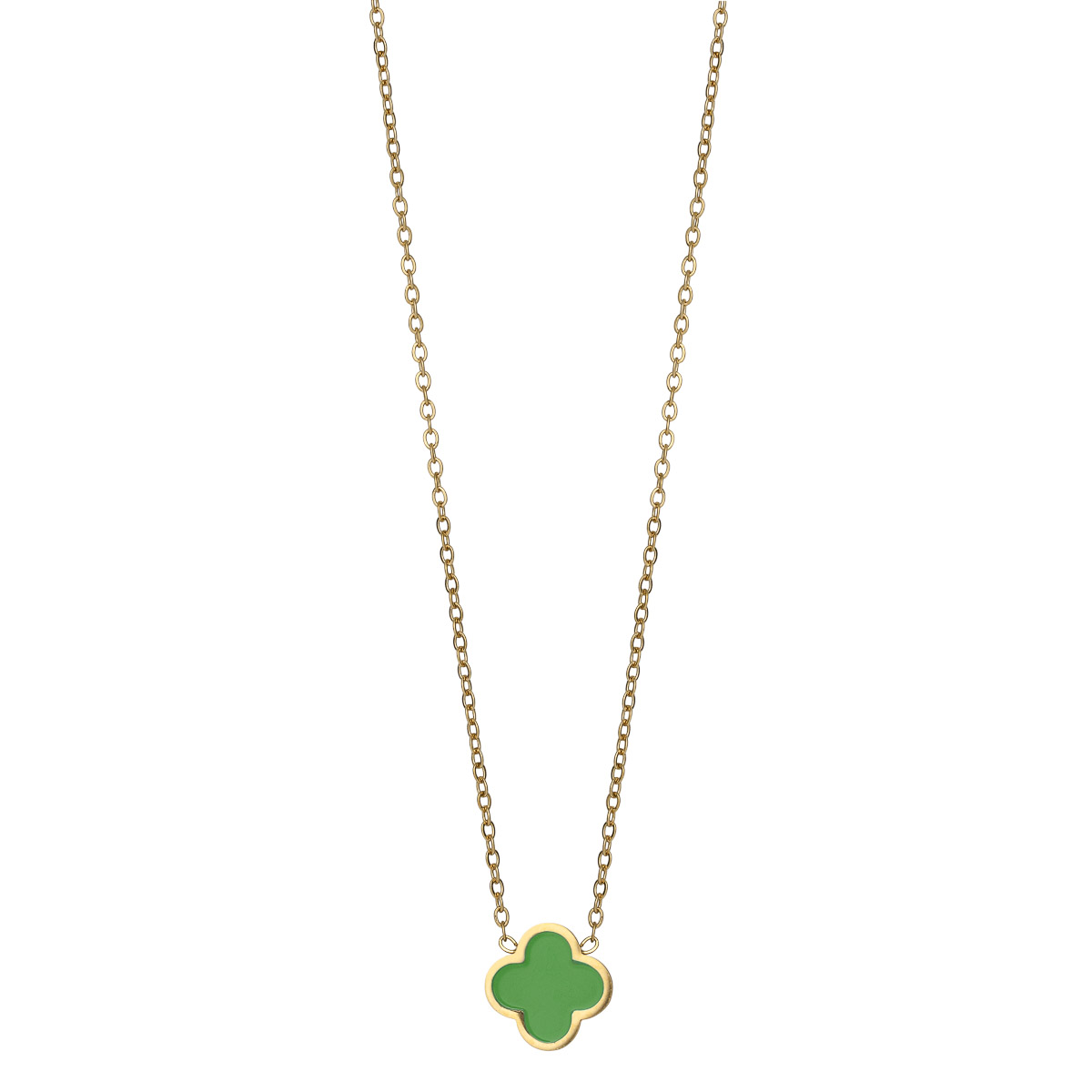 MERETE Halssmykke Gullfarget Stål Grønn