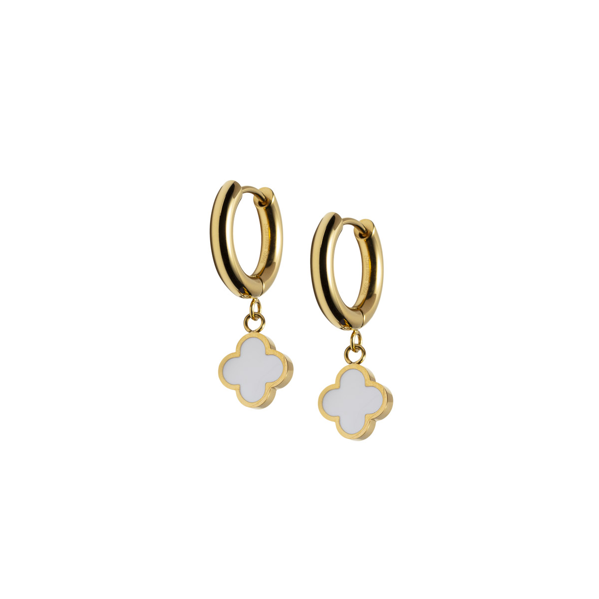 MERETE Øreringer Gullfarget Stål Hvit