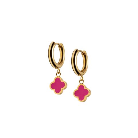 MERETE Øreringer Gullfarget Stål Mørkerosa