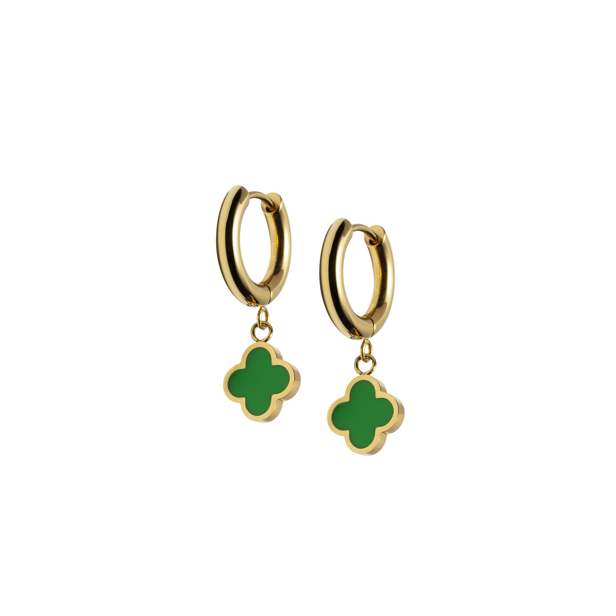 MERETE Øreringer Gullfarget Stål Grønn