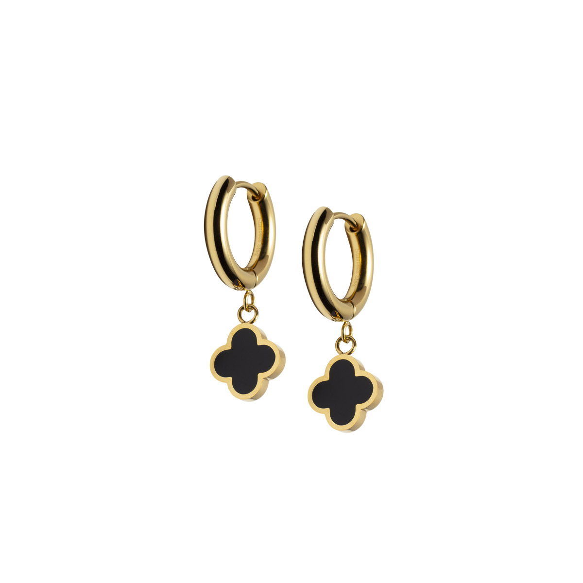MERETE Øreringer Gullfarget Stål Sort