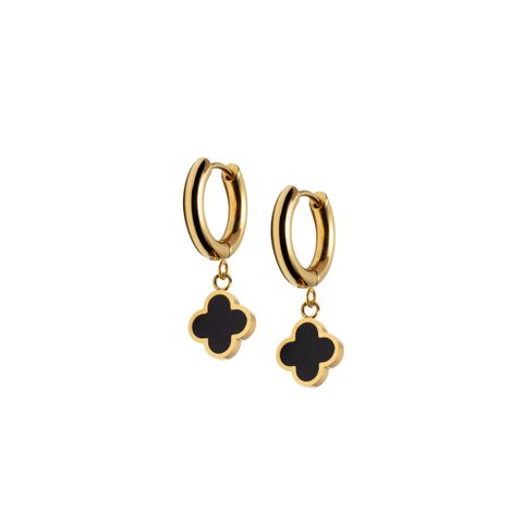 MERETE Øreringer Gullfarget Stål Sort