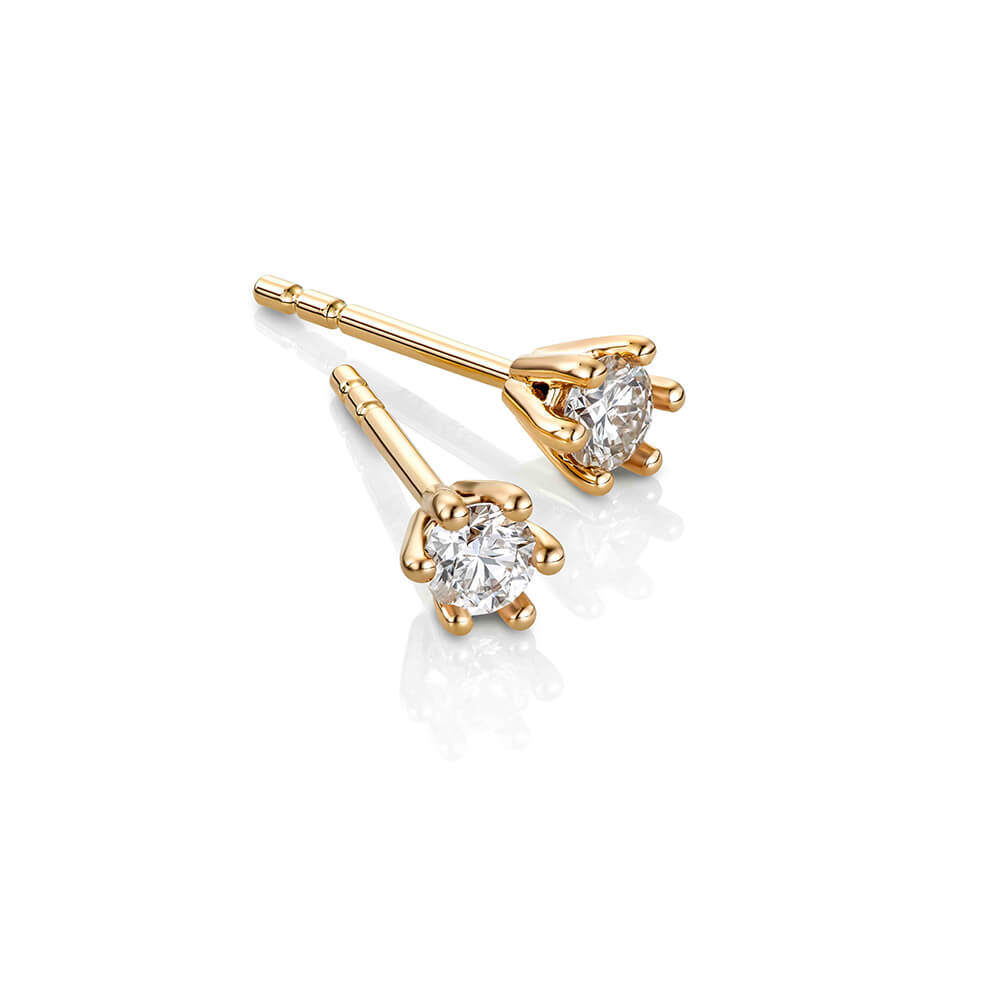 LOUISE Diamantøredobber 585 Gult Gull 0,18 ct