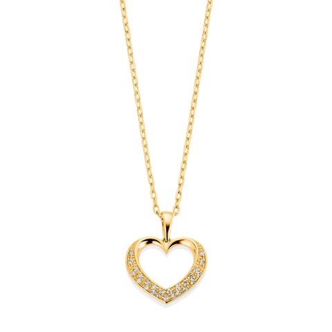 Diamantsmykke 375 Gult Gull 0,10 ct