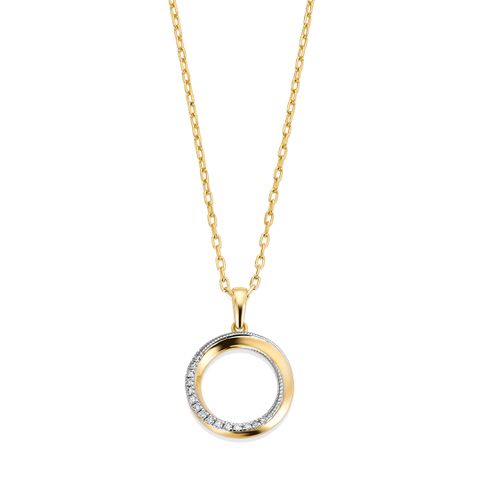 Diamantsmykke 375 Gult Gull 0,07 ct