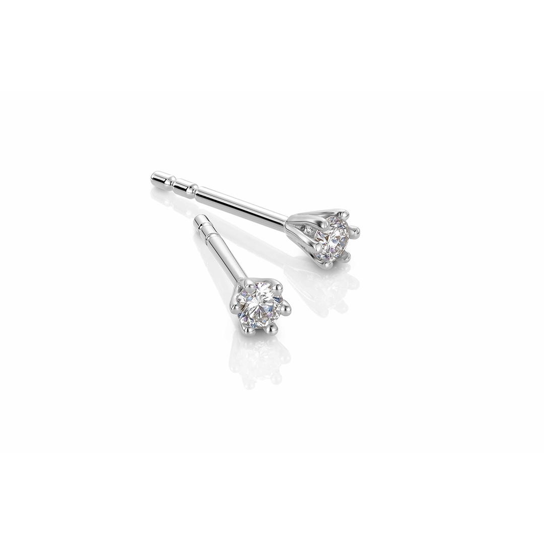 LOUISE Diamantøredobber 585 Hvitt Gull 0,08 ct