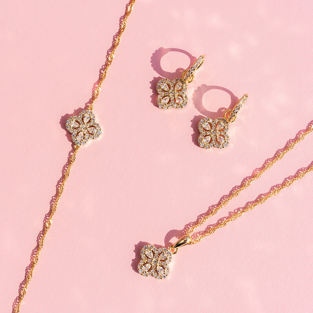 Armbånd Kløver 925 Forgylt Sølv