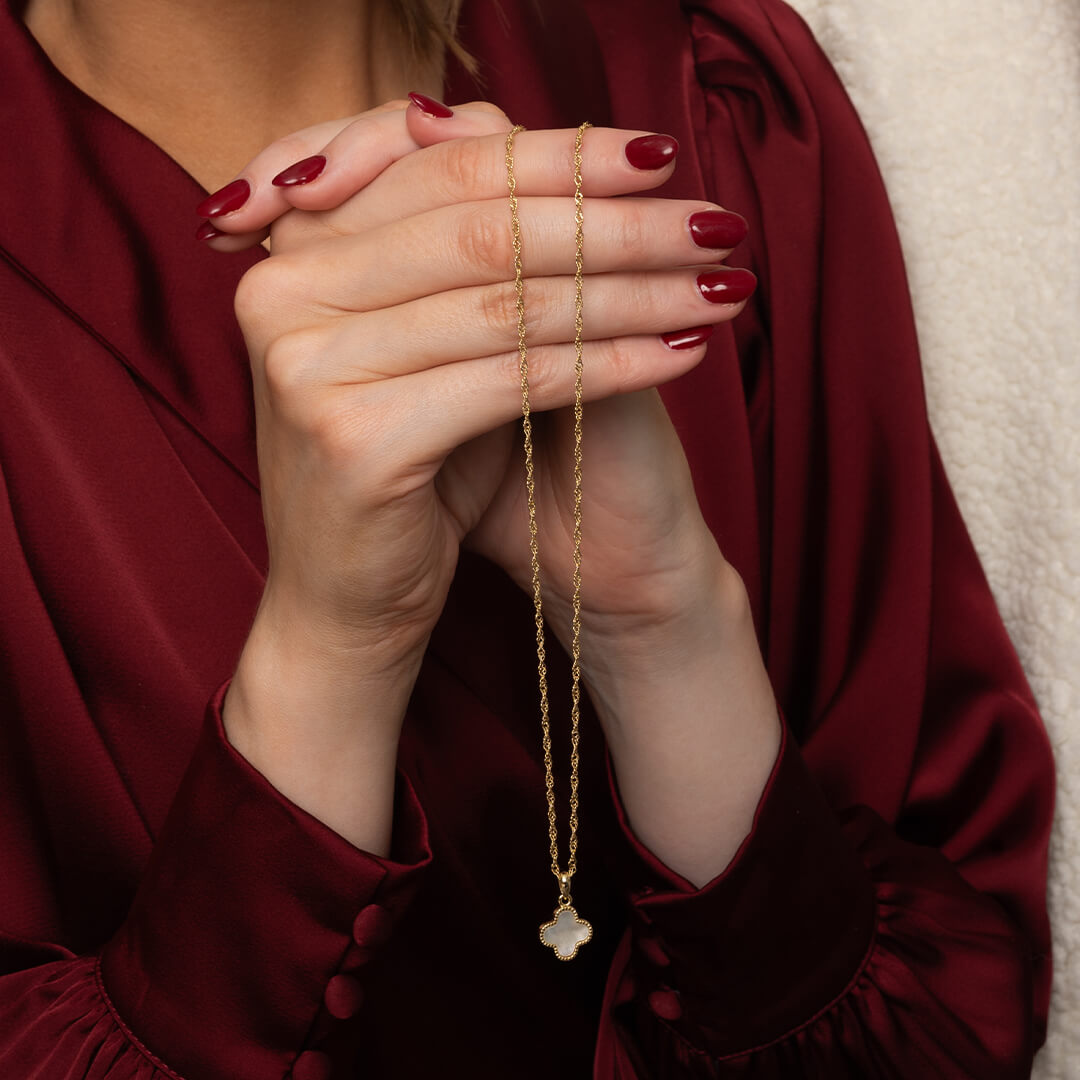 Halssmykke Kløver 925 Forgylt Sølv