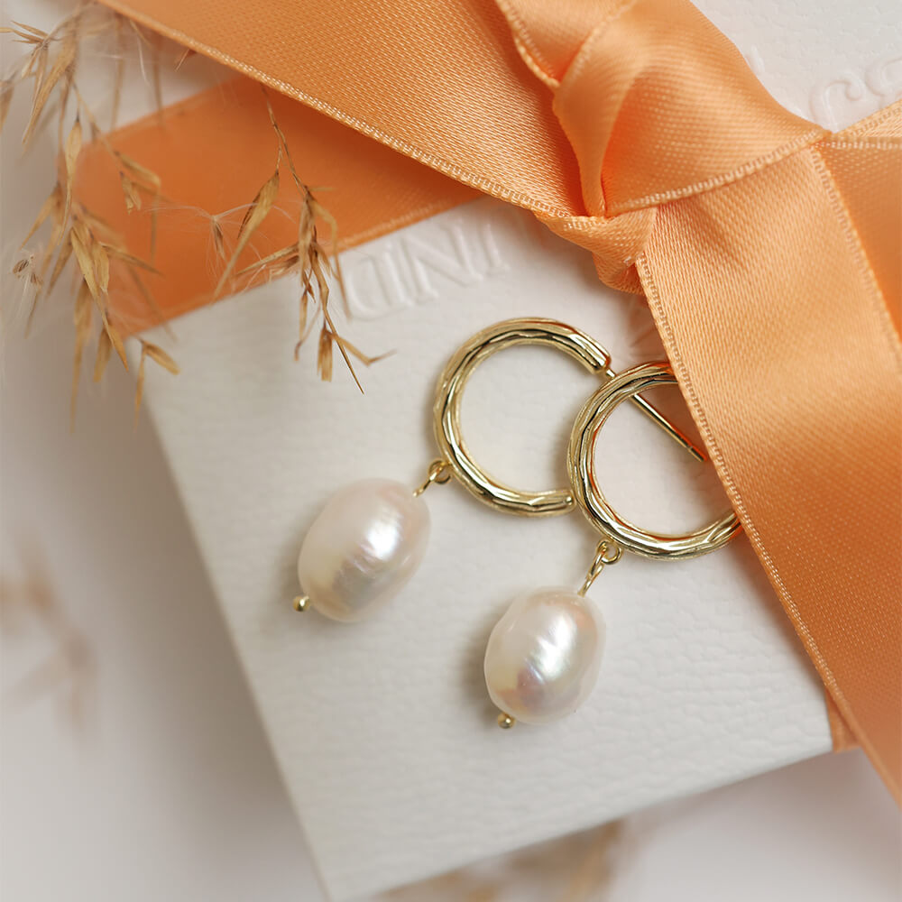 Øreringer Shellperle 925 Forgylt Sølv