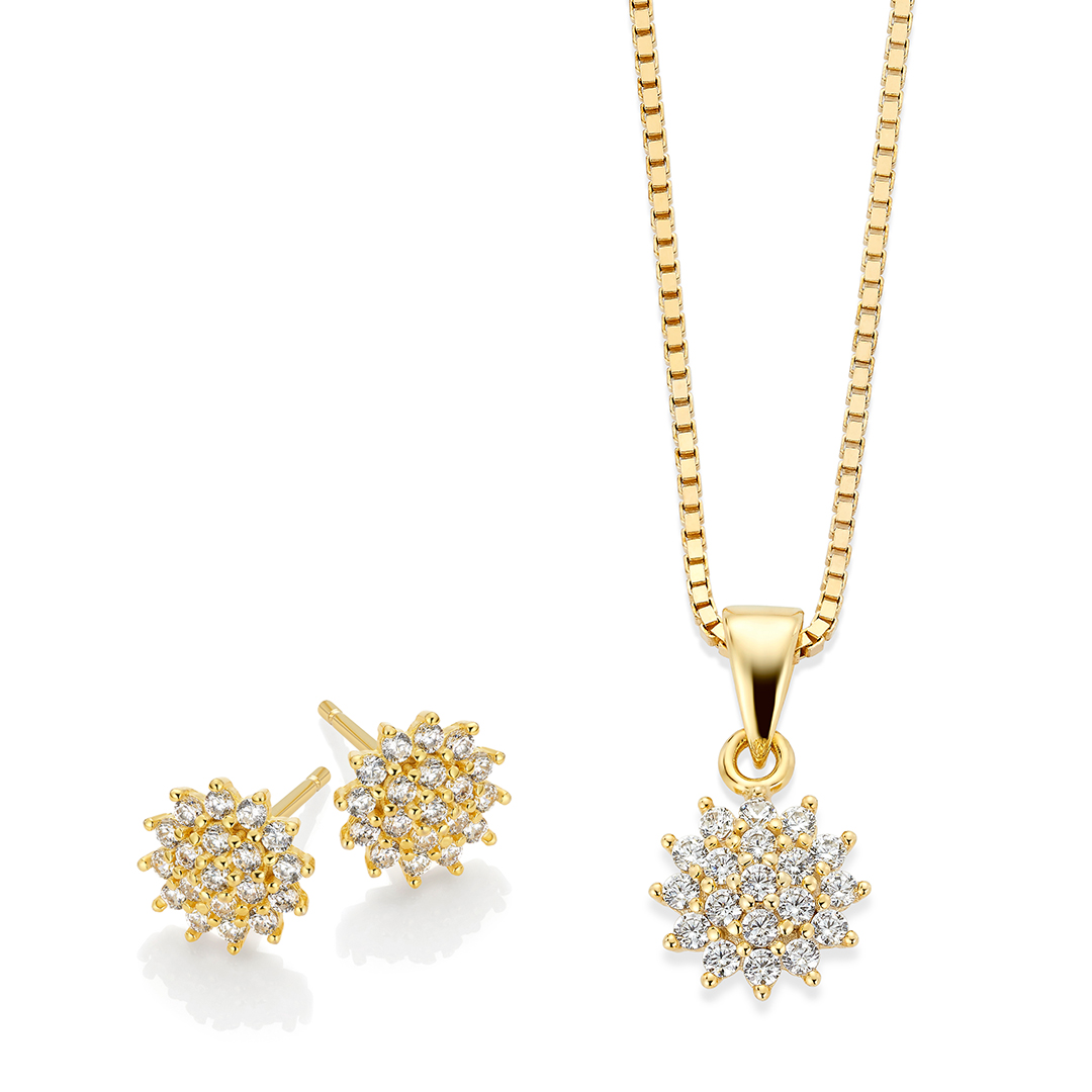 Smykkesett 925 Forgylt Sølv