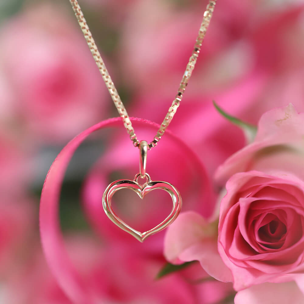 Halssmykke Hjerte 375 Gult Gull