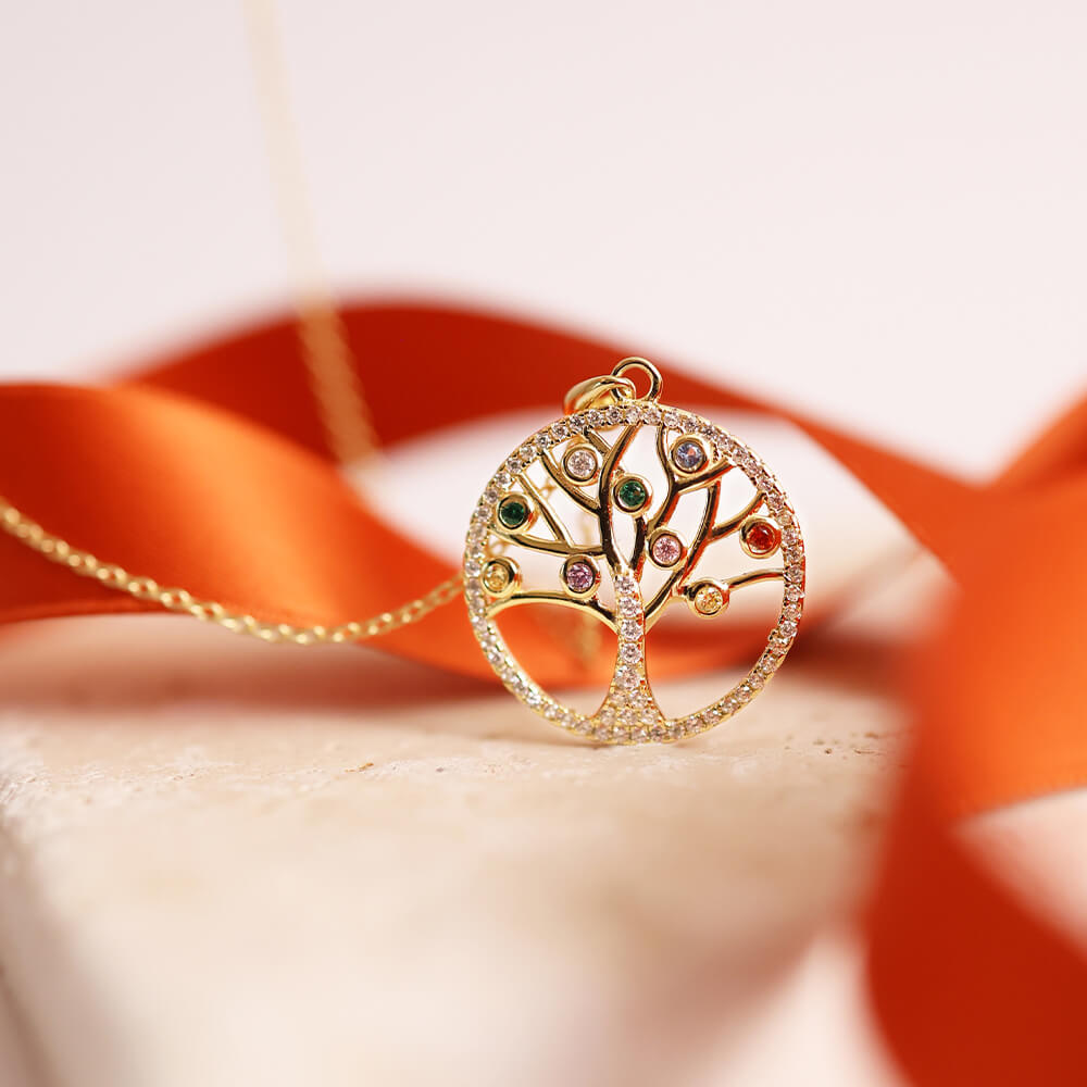 Halssmykke Livets Tre 925 Forgylt Sølv