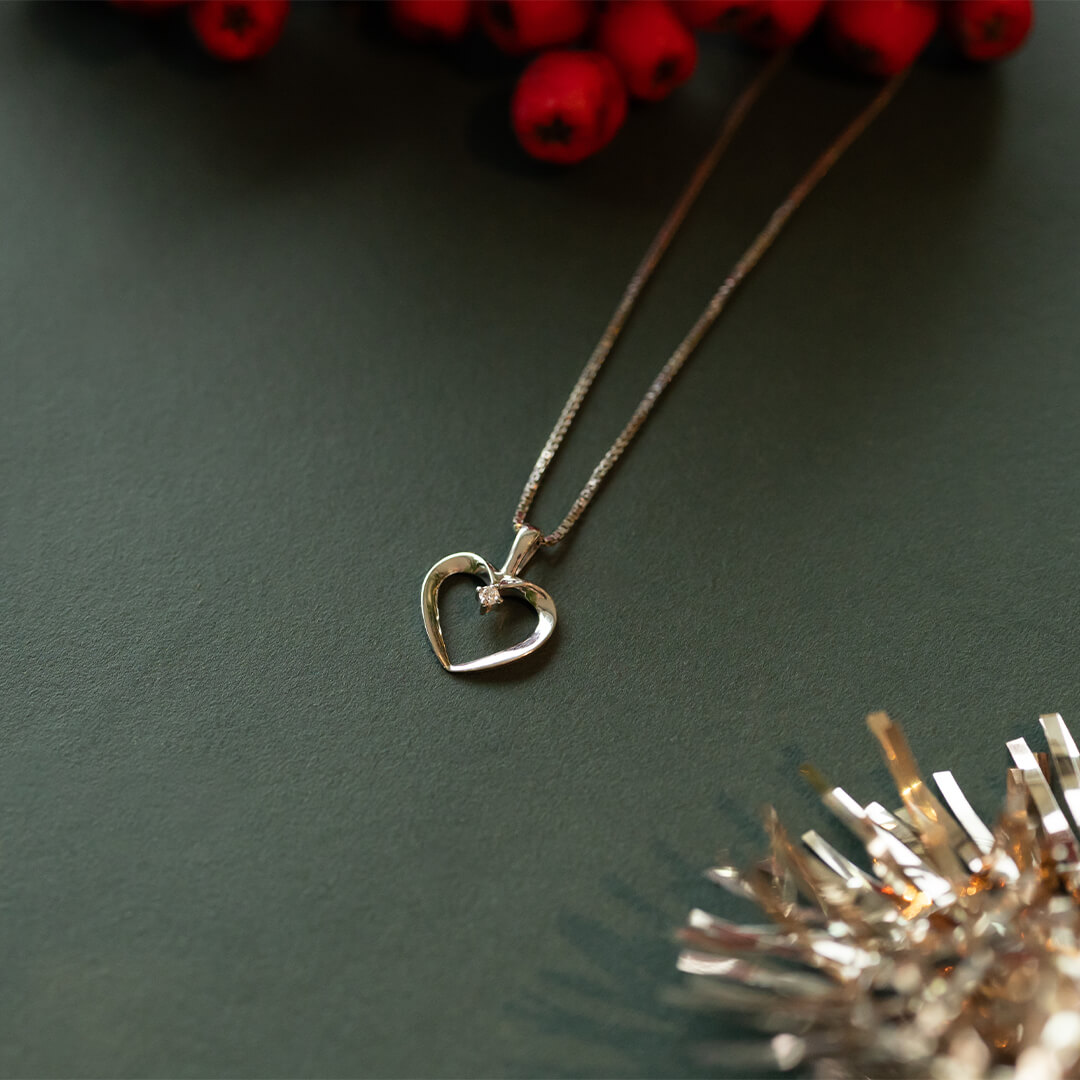 Diamantsmykke 585 Hvitt Gull 0,02 ct