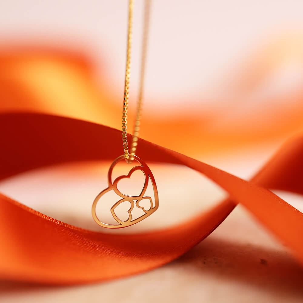 Halssmykke Hjerter 375 Gult Gull