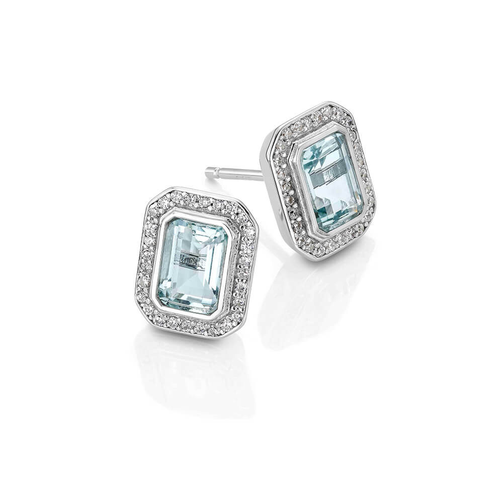 Topasøredobber 925 sølv med hvite stener