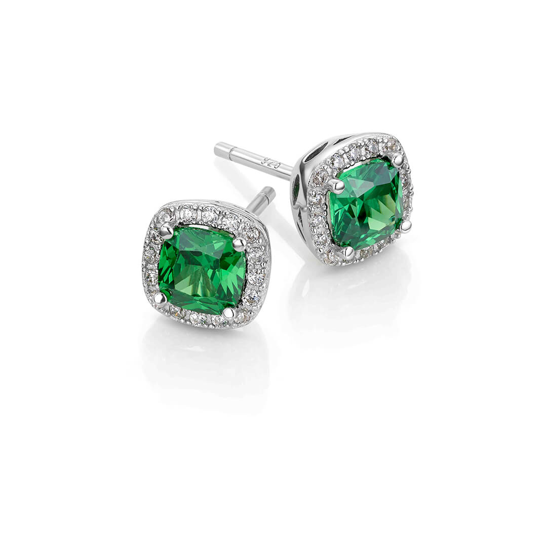 Øredobber 925 Sølv Grønn