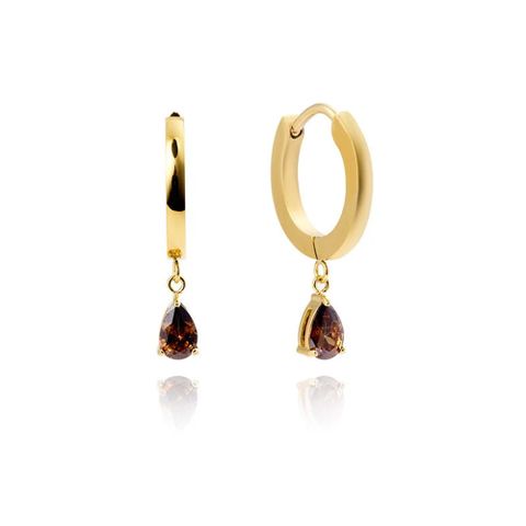 Belle Øreringer Gullfarget Stål Brun