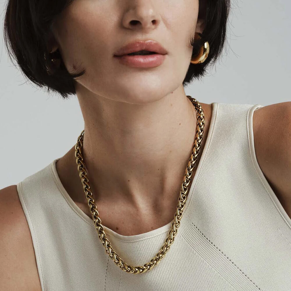 Rebel Chain Halskjede Gullfarget Stål