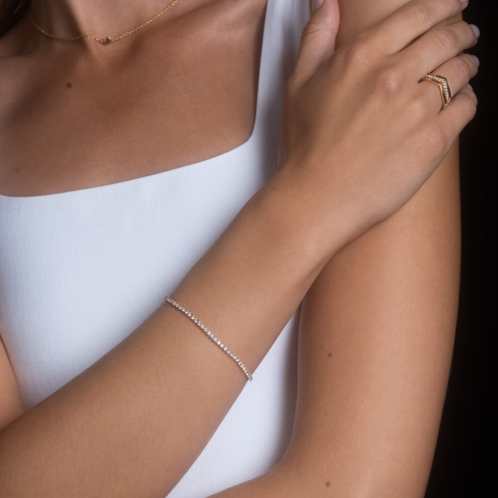 Shiny Tennisarmbånd Gullfarget Stål Liten