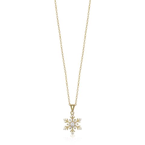 Halssmykke Snøkrystall 925 Forgylt Sølv