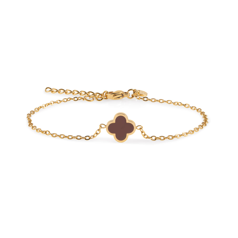 Merete armbånd gullfarget stål brun