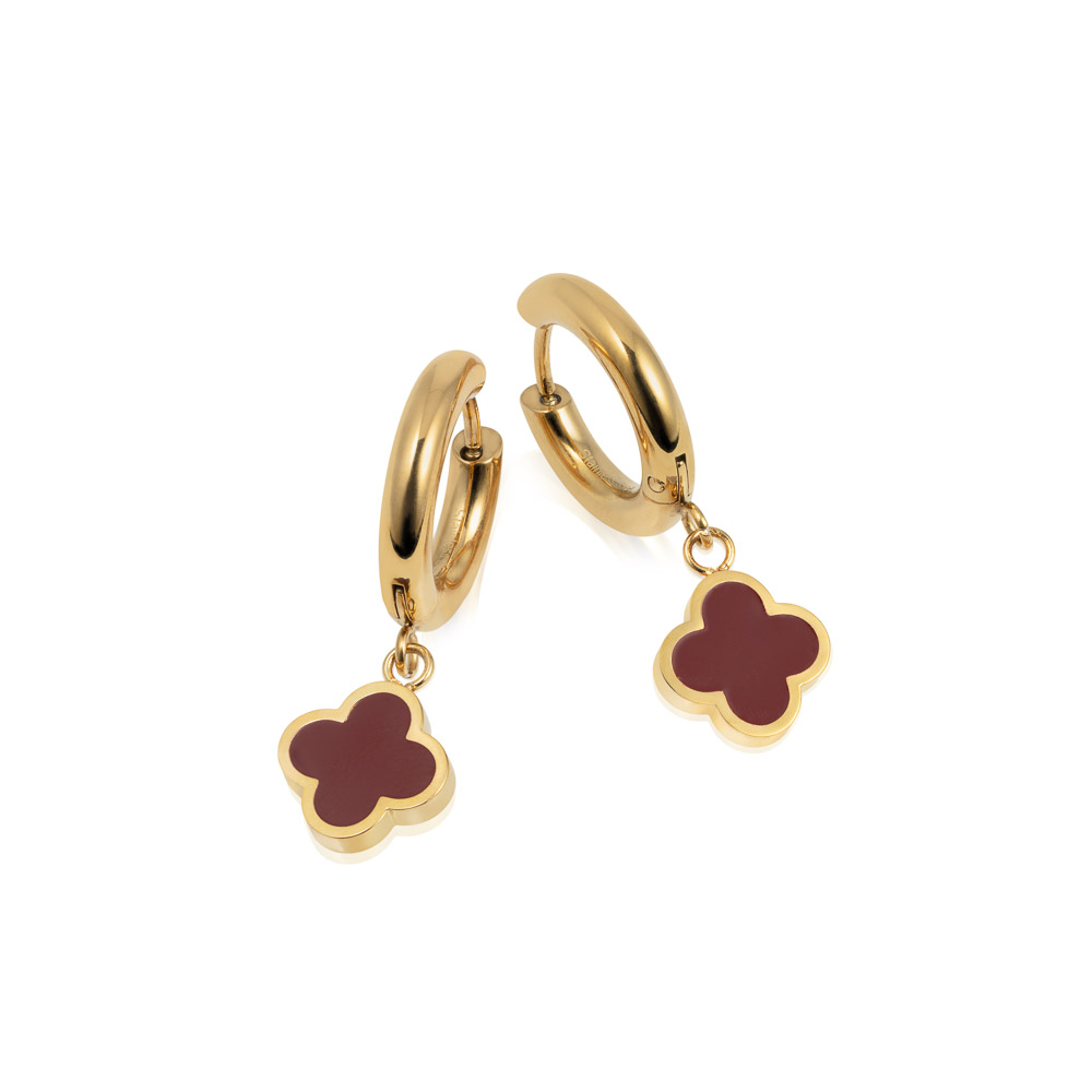 Merete øreringer gullfarget stål burgunder