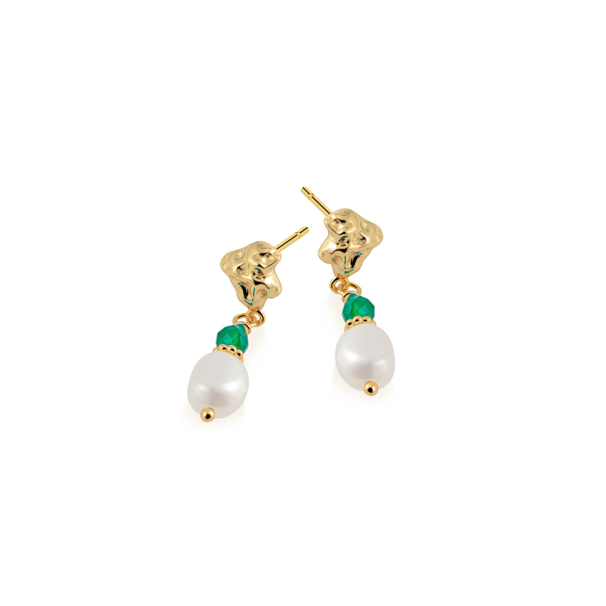 LOUISA Øredobber 925 Forgylt Sølv Grønn