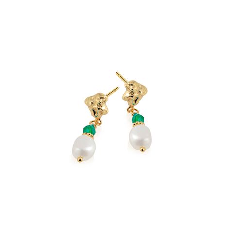 LOUISA Øredobber 925 Forgylt Sølv Grønn