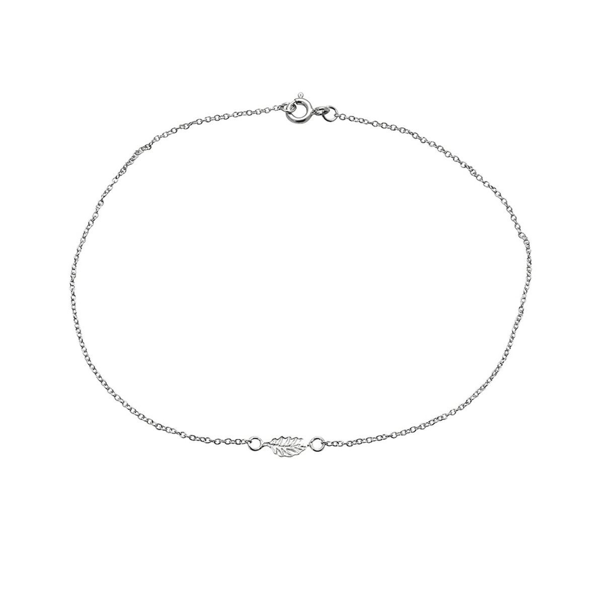Ankelkjede Lite Blad Sølv 