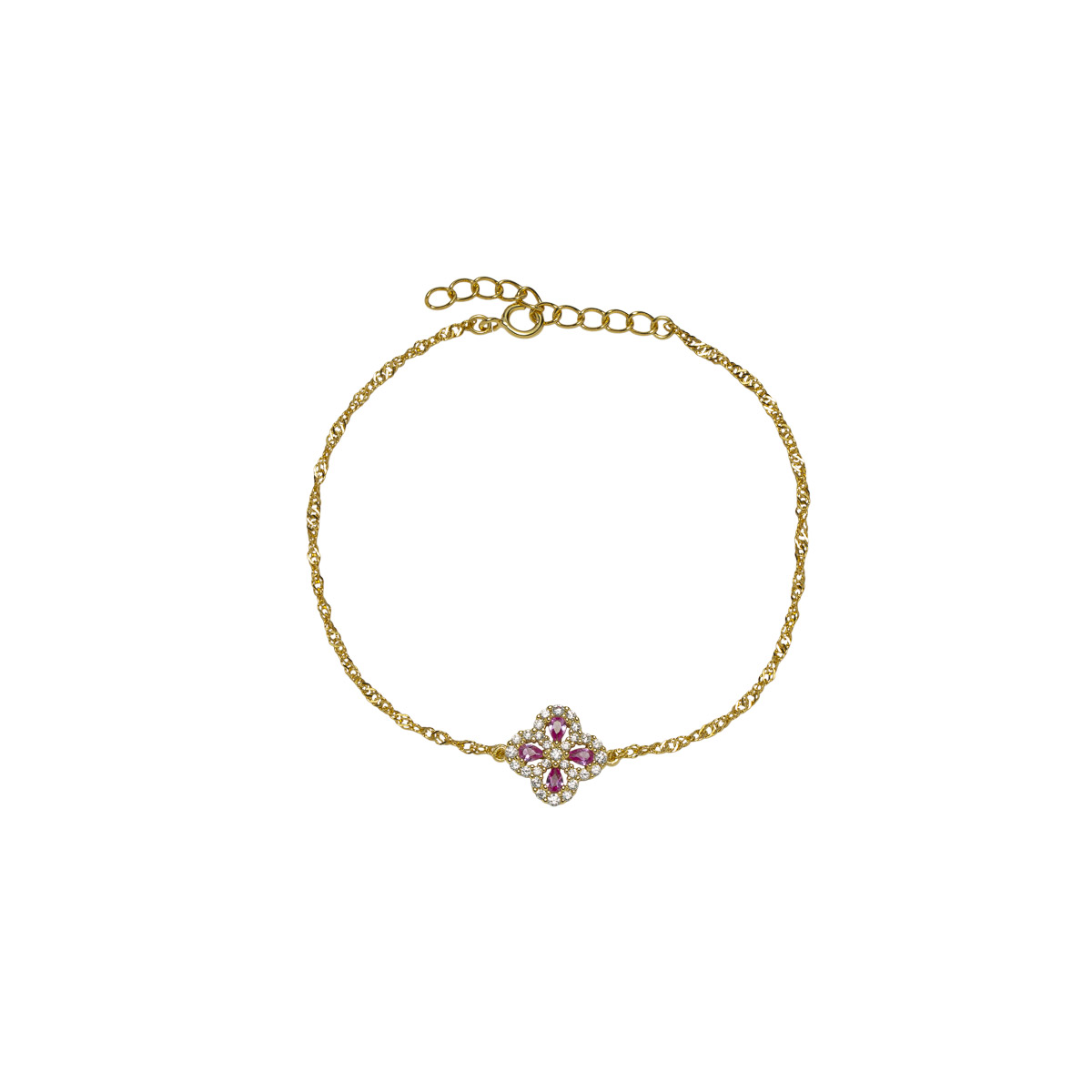 Armbånd Kløver 925 Forgylt Sølv Rosa