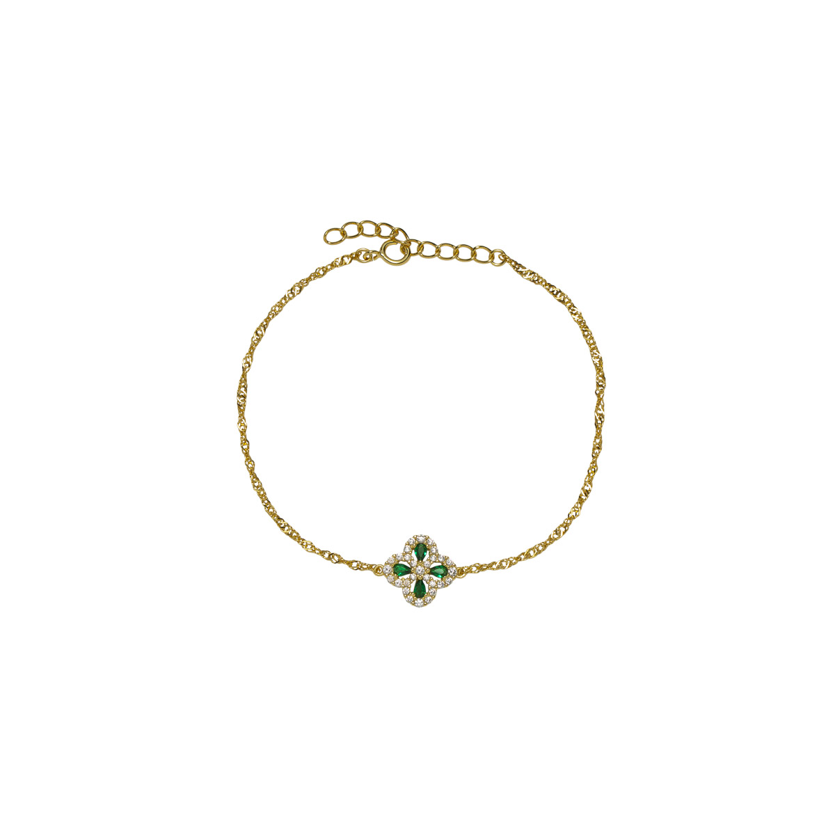 Armbånd Kløver 925 Forgylt Sølv Grønn