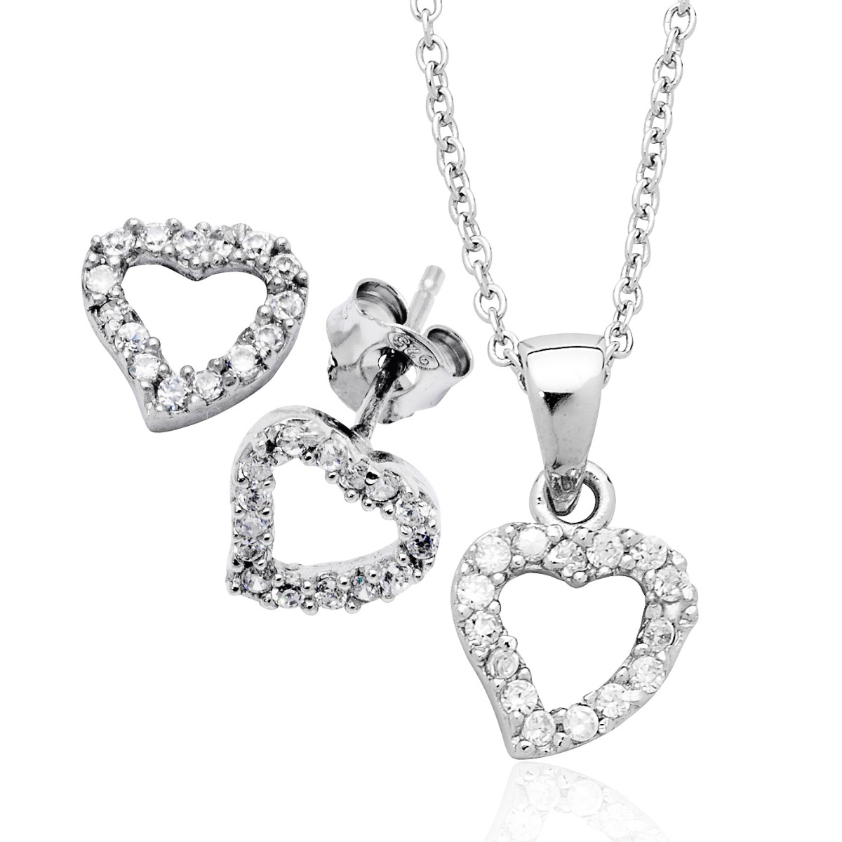Smykkesett Hjerter 925 Sølv