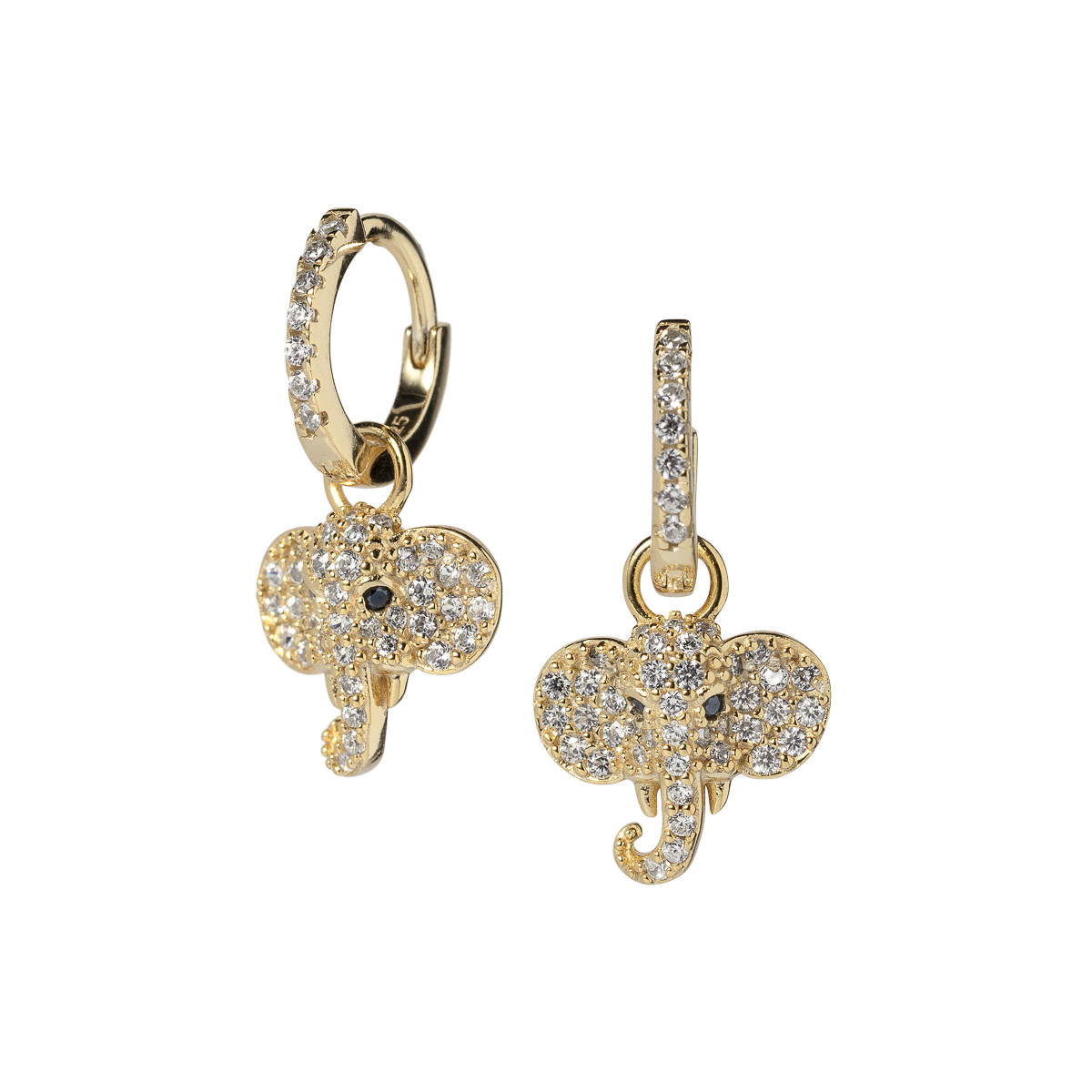 Øreringer Elefant 925 Forgylt Sølv