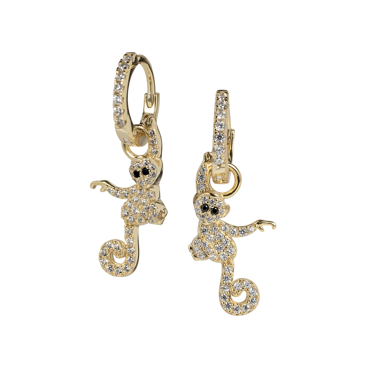 Øreringer Apekatter 925 Forgylt Sølv