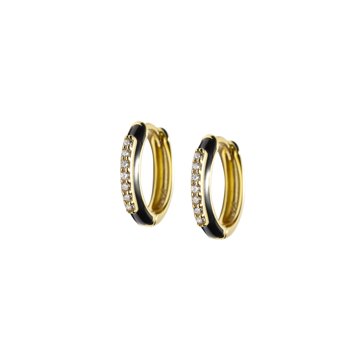 Emaljeøreringer 925 Forgylt Sølv Sort