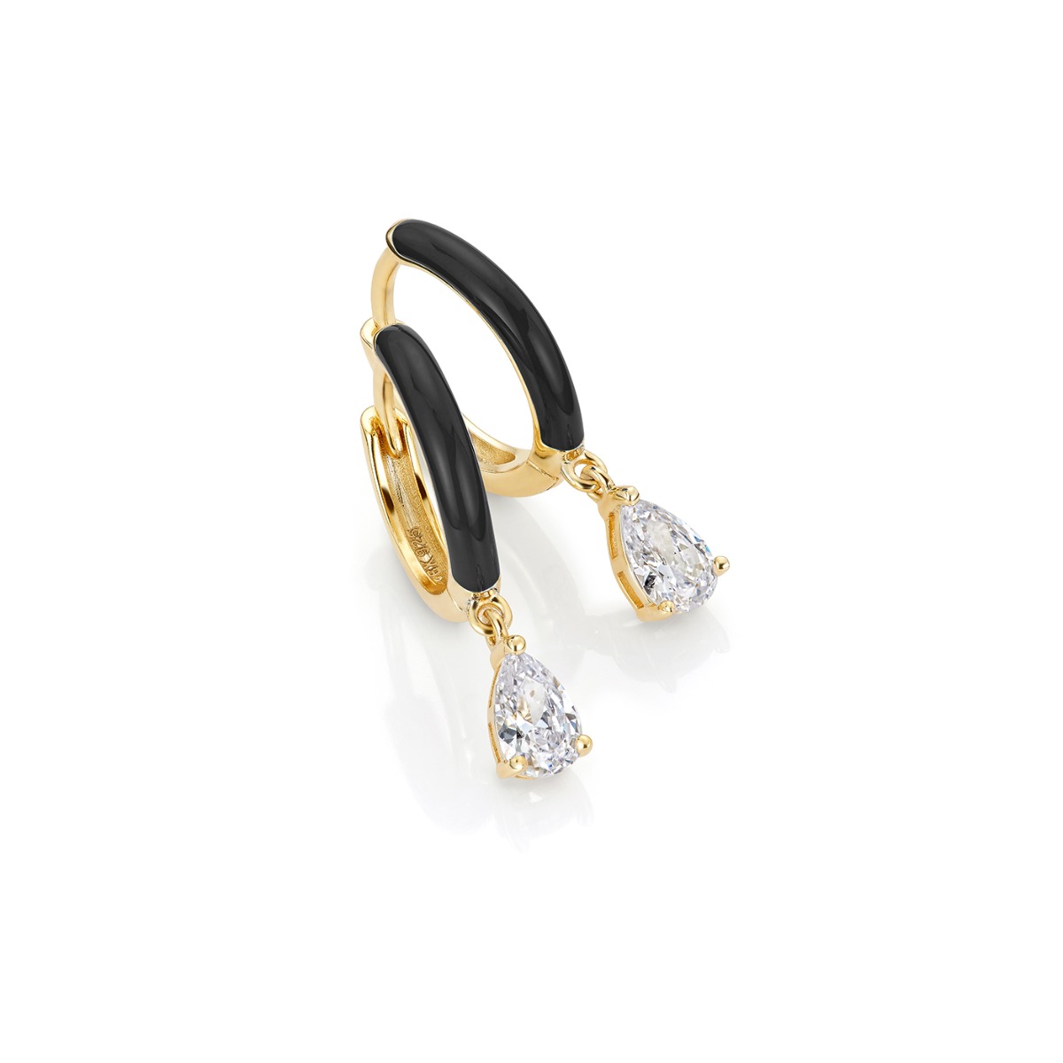 Emaljeøreringer 925 Forgylt Sølv Sort