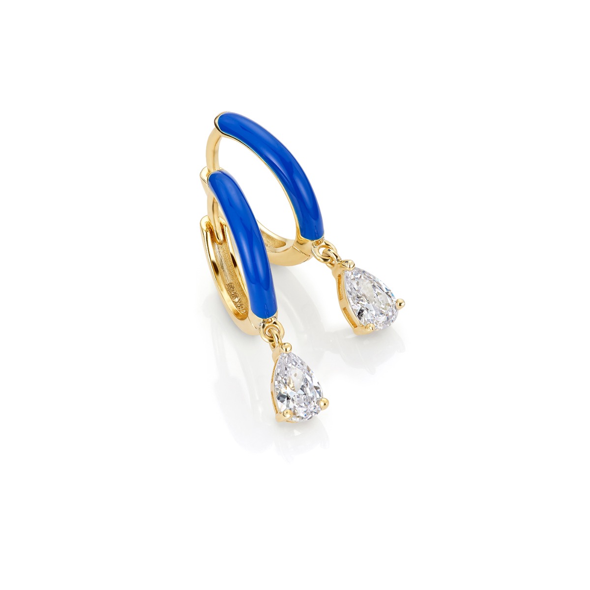 Emaljeøreringer 925 Forgylt Sølv Blå