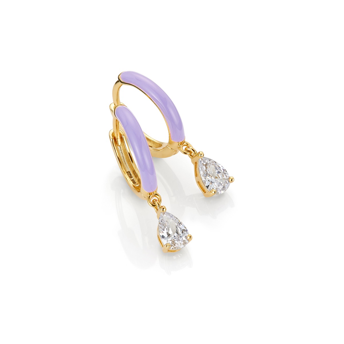 Emaljeøreringer 925 Forgylt Sølv Lilla