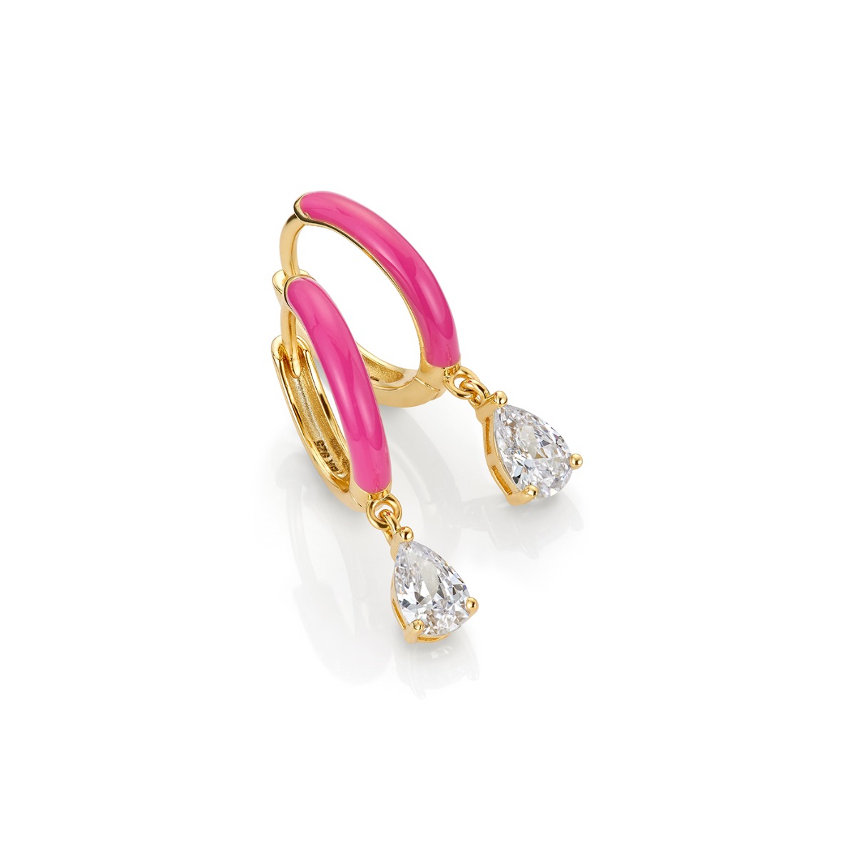 Emaljeøreringer 925 Forgylt Sølv Rosa