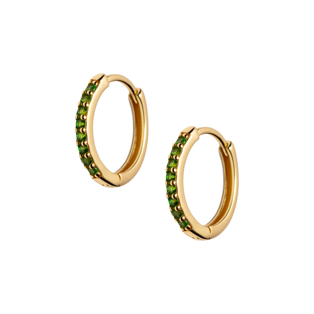 Øreringer 925 Forgylt Sølv Grønn