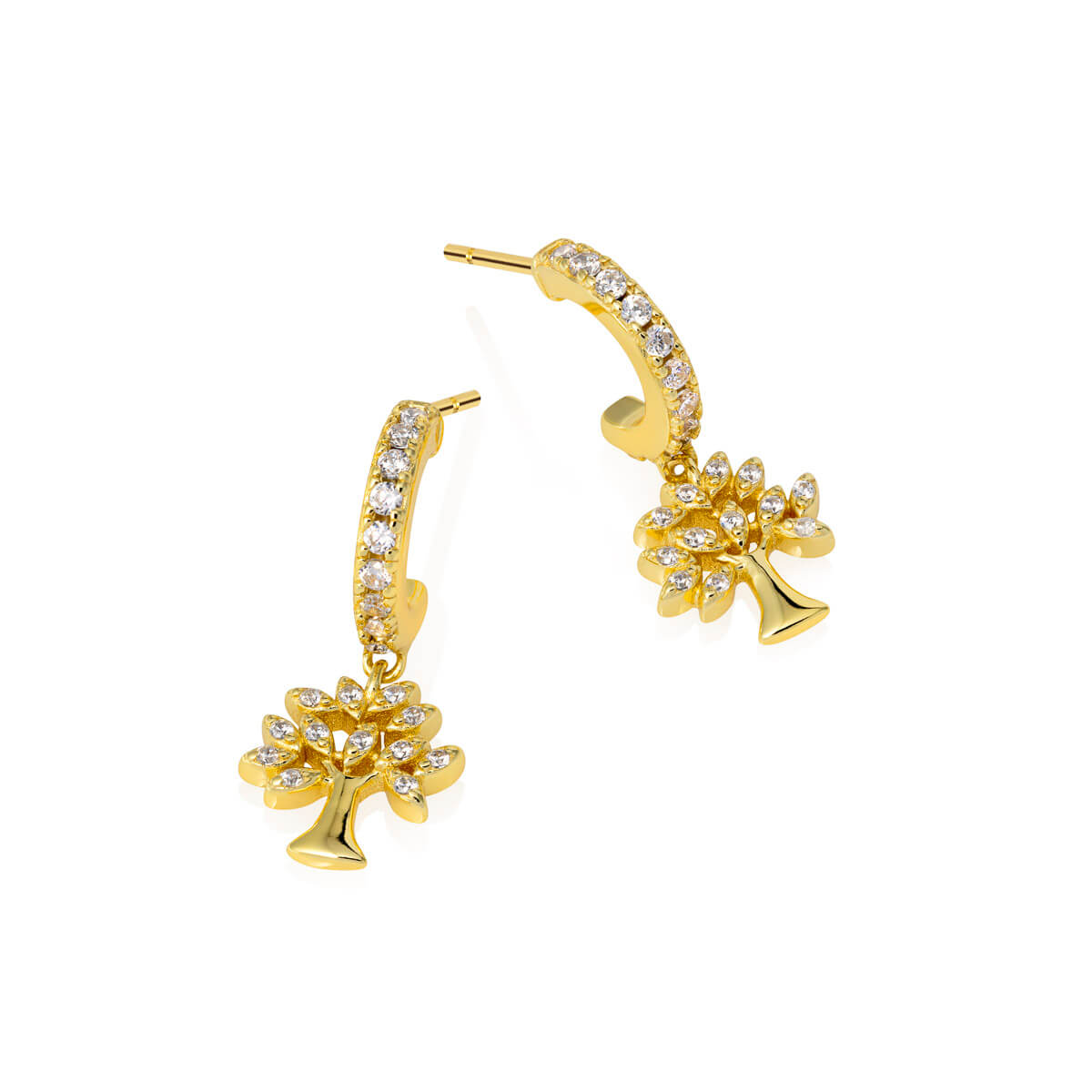 Øreringer Livets Tre 925 Forgylt Sølv