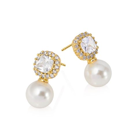 Øredobber Perle 925 Forgylt Sølv