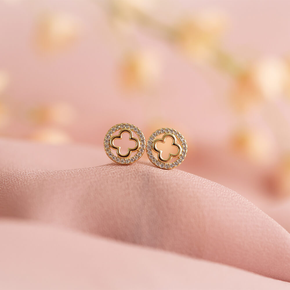 Øredobber Kløver 925 Forgylt Sølv