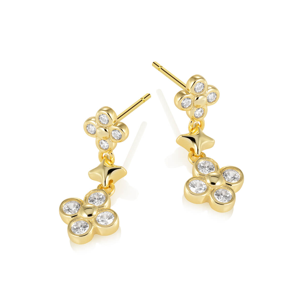 Øredobber Blomst 925 Forgylt Sølv