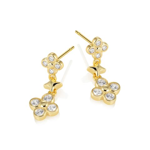 Øredobber Blomst 925 Forgylt Sølv